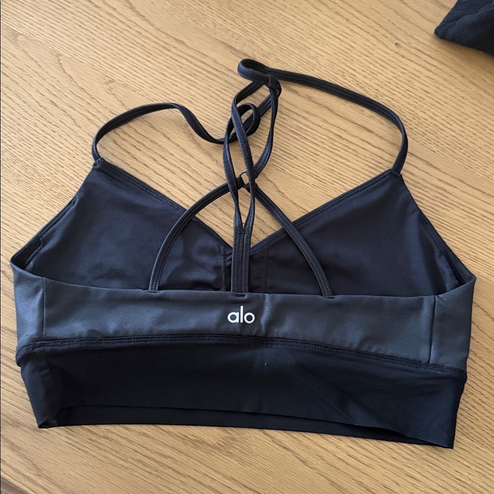 ALO Yoga Midnight Black Strappy Sports Bra